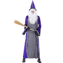 Purim Carnival Party Halloween Wizard Costume Cosplay Magician Costumes Robe Gown for Men Adult 2024 - buy cheap