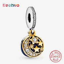 925 Sterling Silver Moon & Blue Sky Dangle Charm Fit Original Pandora Bracelet Charm Bead Silver 925 Women Jewelry Berloque 2024 - buy cheap