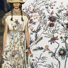 100x145cm Europe and America Flower Vine Printed Imitated Hemp Fabric For Woman Blouse Dress  Tela En tissu Sewing DIY 2024 - buy cheap