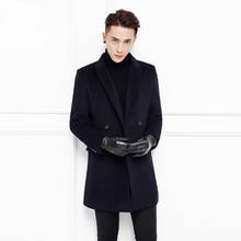 Шерстяное мужское плотное пальто, мужская зимняя куртка, Мужская брендовая одежда средней длины, мужское двубортное шерстяное пальто, Новое мужское пальто WUJ1164 2024 - купить недорого