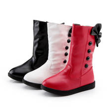 JGSHOWKITO Autumn Winter Girls Boots Fashion Warm Cotton Boots Fashion Snow Boots Kids Warm Winter Shoes For Girls Button Bowtie 2024 - buy cheap