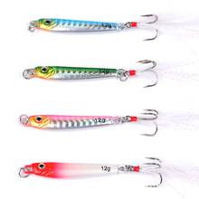 1 PC 12g Bright Color Fishing Lure Artificial Fish Metal Hard Lure Jig Fishing Bait Tackle with Feather Hook Tool 5.5cm Length 2024 - купить недорого