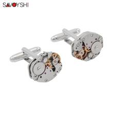 Savyshi-gemelos de movimiento de reloj pequeño para hombre, botones de puño de alta calidad, engranajes mecánicos, nombre de tallado gratis 2024 - compra barato