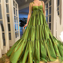 UZN-vestido de fiesta verde con corpiño de satén, prenda elegante con tirantes, volantes, talla grande 2024 - compra barato