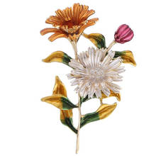 Pink Daisy Bouquet Enamel Brooches Metal Flowers Weddings Banquet Brooch Pins For Women 2024 - buy cheap