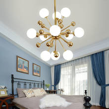 Lustre de led de ouro moderno, formato radial, bola de vidro, feijão mágico para sala de estar, quarto, luminária de iluminação pendurada 2024 - compre barato