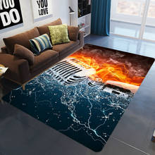 3D printed music microphone carpet living room abstract flame guitar area rugs kids bedroom non-slip floor mat home decor custom 2024 - buy cheap