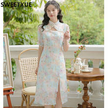 SWEETXUE-vestido Cheongsam Retro para Mujer, traje de hada dulce, elegante, informal, para fiesta, 2021 2024 - compra barato