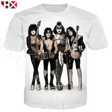 HX-Camiseta con estampado 3D para hombres y mujeres, camisa con estampado de banda de beso de Metal en 3D, estilo Harajuku, ropa de calle, Tops, HX527 2024 - compra barato