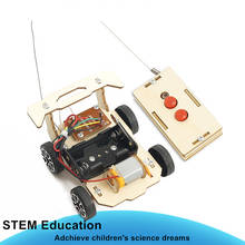 Modelo de madeira de brinquedo feito à mão diy, brinquedo sem fio controle remoto haste de carro brinquedos científicos kit de quebra-cabeças de tecnologia para crianças 2024 - compre barato