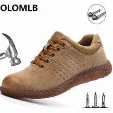 new Labor Insurance Shoes Genuine new Leather Men Steel Head Anti-smash Stab-resistant Anti-slip Electric Welder Work Shoes 2024 - buy cheap