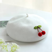 Летняя тонкая дышащая шапка художника, детский японский маленький свежий милый берет вишни 2024 - купить недорого