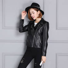 Sheepskin Coat Womens Genuine Leather Jacket Spring Autumn New Loose Short Long Sleeve Biker Moto Leather Jacket Outwear Black 2024 - buy cheap