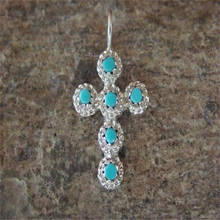 Milangirl Charm   Cross Turquoises Pendant Necklace for Women Chain Necklaces Handmade Zuni Indian Jewelry s 2024 - buy cheap