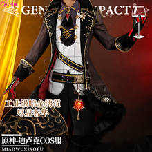 Disfraz de Genshin Impact Diluc para hombre, traje de uniforme marrón a la moda, ropa de fiesta de Halloween, S-XL de rol, novedad 2024 - compra barato