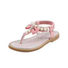Crianças sapatos de praia verão novas meninas beading sandálias crianças bebê arco princesa sandálias chinelos flip-flops 2021 2024 - compre barato