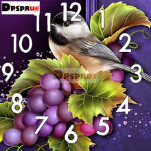 Dpsprue Full Square/Round 5D Diamond Painting Kit With Clock Cross stitch Diamond Embroidery Mosaic Flower Bird Gift DC014 2024 - buy cheap