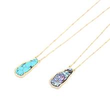 Fashion Green Marble Stone Abalone Shell Pendant Gold Color Long Chain Sweater Necklace Geometric Body Jewelry 2024 - buy cheap