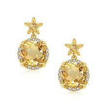 14K Gold Earrings For Women Authentic Silver 925 Shiny Diamond Round Yellow Crystal Classical Stud Earrings Fine Jewelry Fashion 2024 - buy cheap