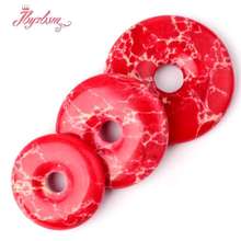 25,30,35mm Donut Rings Red Sea Sedimen Natural Stone Loose Beads for DIY Charms Necklace Bracelet Pendant Jewelry Making 1 Pcs 2024 - buy cheap