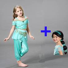 3-12Y Baby Kids Dress Halloween Cosplay Princess Jasmine Costume Crop Top Suit Genie Child Fancy Belly Dance Party Clothing Gift 2024 - buy cheap