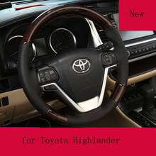 for Toyota Highlander Special-purpose High-quality Hand-Stitched Leather  Carbon Fibre Car Steering Wheel Cover Accessories 2024 - buy cheap