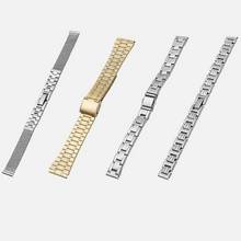 Pulseira de aço inoxidável, 10mm 12mm 14mm 16mm 18mm, pulseira de relógio, pulseira de relógio, fechos de borboleta, fivela de prata para mulheres e homens 2024 - compre barato