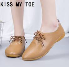 Moda 2020 coreano simples couro genuíno sapatos casuais respirável para as senhoras lisas formadores chaussure femme zapatos mujer 2024 - compre barato