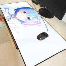 Re zero anime menina extra grande xl com bloqueio de borda mouse pad computador pc almofada anti-deslizamento de borracha natural gaming esteira jogador 2024 - compre barato