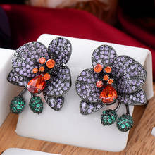 missvikki Luxury Noble Purple Flower Earrings For Women Wedding Cubic Zircon CZ Engagement Party Indian earrings for women 2021 2024 - buy cheap