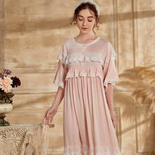 Nightgown Cotton Romantic Sleepwear Summer Pink Nightgown Princess Woman 2024 - buy cheap