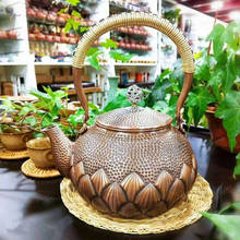 Handmade Copper Teapot Thicken Household Making Tea Vintage Style Plants Pattern Electroplated Shell Classic Health Pot Kettle 2024 - buy cheap