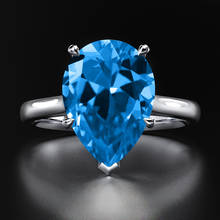 Anillos de plata esterlina 100% S925 para mujer, anillo de Topacio Azul, piedras preciosas, aguamarina, cojín, regalo romántico, joyería de compromiso 2024 - compra barato