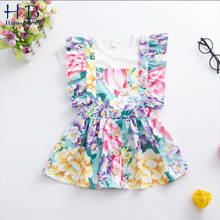 Humor Bear/летняя детская одежда для девочек Новая летняя рубашка с короткими рукавами для малышей + платье с цветочным рисунком, костюм комплекты детской одежды из 2 предметов 2024 - купить недорого