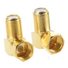 2 pces f macho plug para f fêmea jack conector do adaptador coaxial do rf do ângulo direito 2024 - compre barato