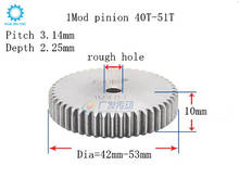 Rolo de engrenagem pinhão mod 1 m = 1 40 51 dentes de largura 10mm furo em branco dentes, engrenagem positiva de aço, engrenagens de motor de transmissão cnc 2024 - compre barato