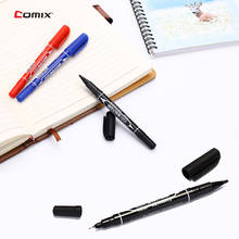 Comix caneta marcadora permanente, de cabeça dupla, 0.5mm/1.5mm, colorida, à prova d'água, oleosa, para material escolar, arte 2024 - compre barato