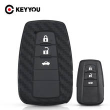 KEYYOU 3 Button Carbon Silicone Car Key Case For Toyota Camry Corolla C-HR 2017 2018 Prado Prius Remote Fob Cover 2024 - buy cheap