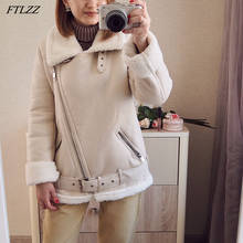 FTLZZ-Chaqueta de piel sintética para mujer, abrigo informal grueso y cálido, de lana de cordero, elegante, para otoño e invierno, novedad 2024 - compra barato