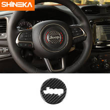 SHINEKA-molduras interiores de fibra de carbono para volante de coche, pegatinas decorativas para Jeep Renegade, 2016 + 2024 - compra barato