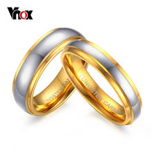 Vnox Jewelry-Anillo de boda de carburo de tungsteno para hombre y mujer, sortija pulidora, borde de paso central, 6MM/4MM, 1Pce 2024 - compra barato