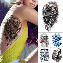 Tatuajes Temporales impermeables calcomanías calavera mariposa amarilla serpiente pluma Flash tatuajes mujeres Dark Body Art Tatuaje falso hombres 2024 - compra barato