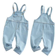 Macacão jeans sólido para bebês, roupas para crianças de outono 2024 - compre barato