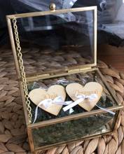 Caja de anillo de cristal de boda personalizada, caja hexagonal, almohada de anillo de vidrio manchado, caja de anillo de cobre de boda, nueva 2024 - compra barato