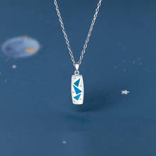 Austrália zircônia retângulo design retro azul fogo opala prata carimbado colar pingentes para a moda feminina jóias op533 2024 - compre barato
