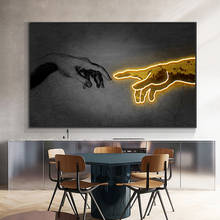 Mano a Mano pintura al óleo sobre lienzo, carteles e impresiones en la pared, imagen artística para decoración de la sala de estar, negro y dorado 2024 - compra barato