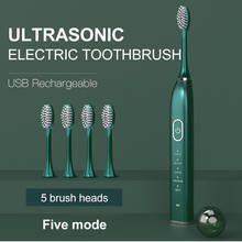 Sonic Electric Toothbrush Tooth brush USB Rechargeable adult Waterproof Ultrasonic automatic 5 Mode with Replacement Brush Head 2024 - buy cheap
