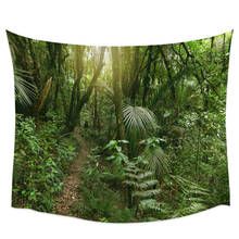 Tropical Jungle Green Leaves Woods Tapestry Wall Hanging Picnic Yoga Mat Living Room Bedroom Wall Decoration 2024 - buy cheap