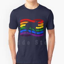 Camiseta de arcoíris de zorro para 100%, Camisa de algodón de tamaño grande artesanal, color morado, Vegan, arcoíris, amarillo, zorro, animales, amantes de los arco iris, bandera verde, violeta y naranja 2024 - compra barato