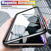 Магнитный адсорбционный металлический чехол для iPhone 11 Pro XS Max XR X 8 7 6 6S SE 2020, задняя крышка из закаленного стекла, Магнитный чехол 2024 - купить недорого